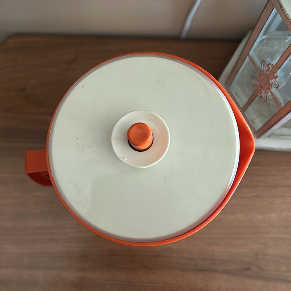 Vintage Orange Pitcher with Lid - Picture 2 of 5